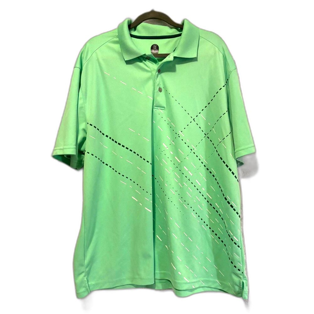 PGA Tour Pro Series Lime Green Bright Argyle Pattern Golf Shirt XXL‎ - READ